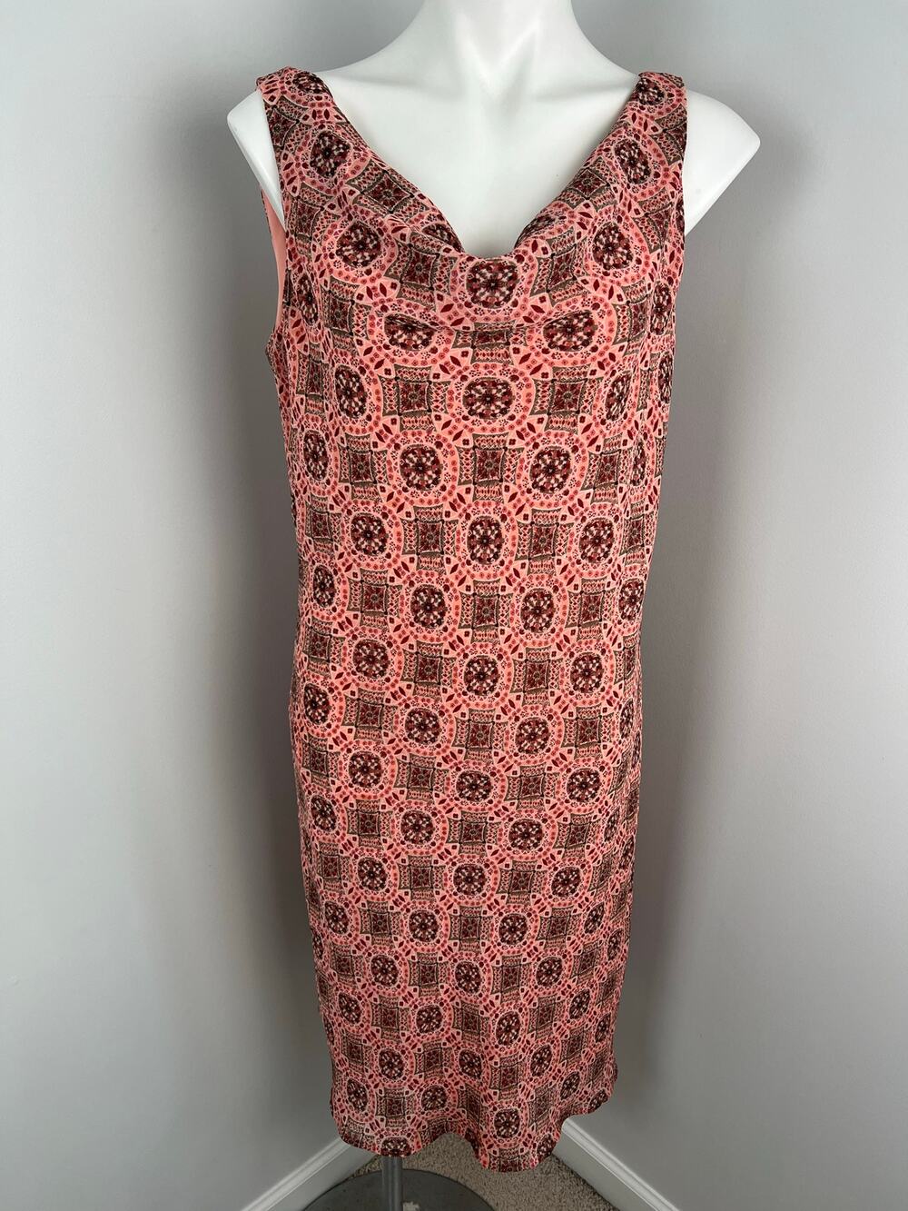FLP Faith Love Passion Pink Cowl Neck Geometric Knee Length Dress Y2K 14